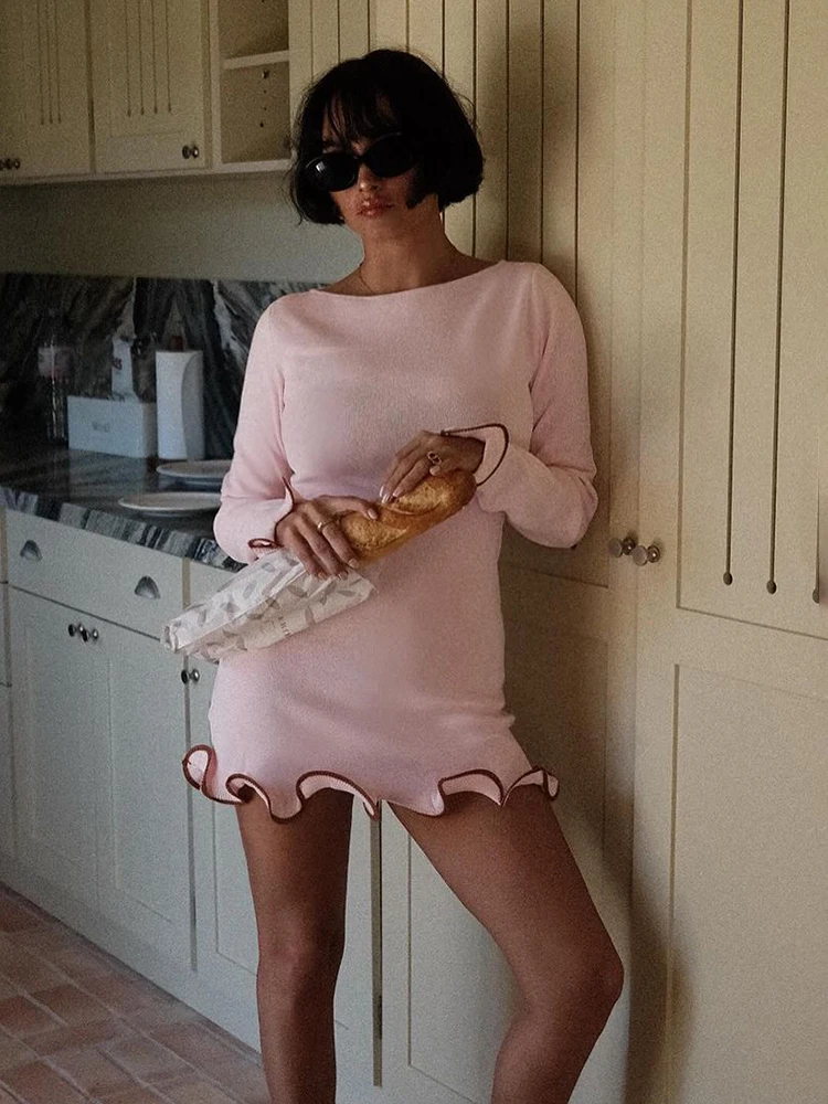 TARUXY Knit Mini Dress: Contrast Color, Slim Sweater Dress, Long Sleeve 30 kf Sedcbfc0e0a354a018a28fbe03c3d3daay