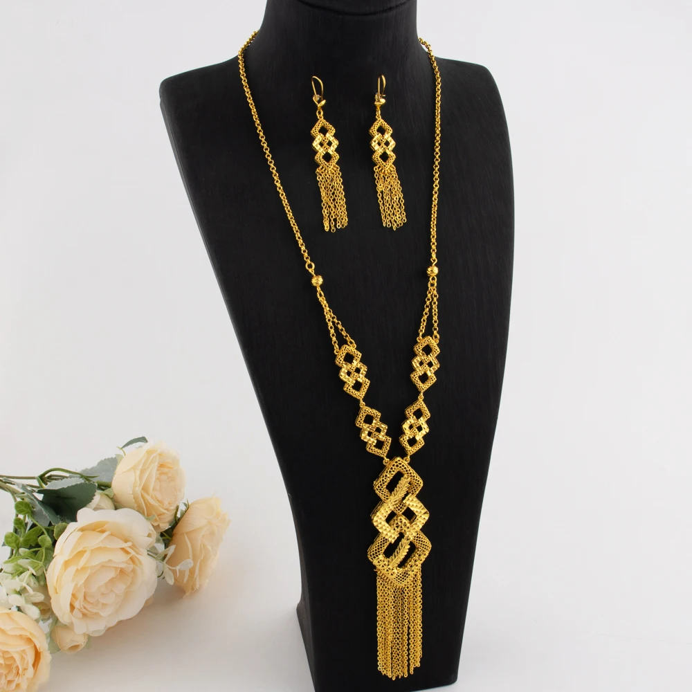 24K Gold Plated Indian Bridal Set: Long Pendant Earrings (African/Dubai) 10 kf Sef9369209b4942ad91ed83ebcd0b6de9f