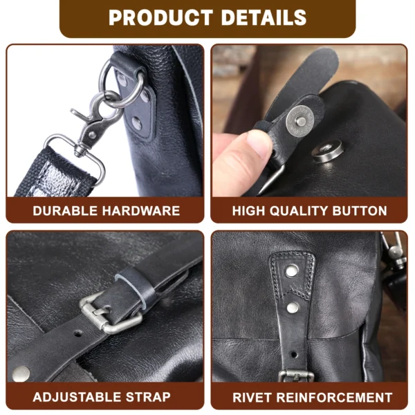 Genuine Leather Men's Brifecase 15 Inch Laptop Bags Simple Cowhide Messenger Bag Vegetable-tanned Leather Fashion Casual Style - Image 4