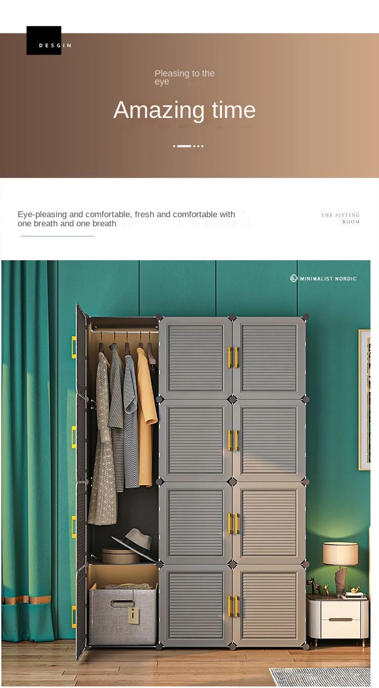 Household Wardrobe Organizer: Dustproof Collapsible Storage Cabinets 16 kf Sf1cee06c705d44aaac253819576acec5N