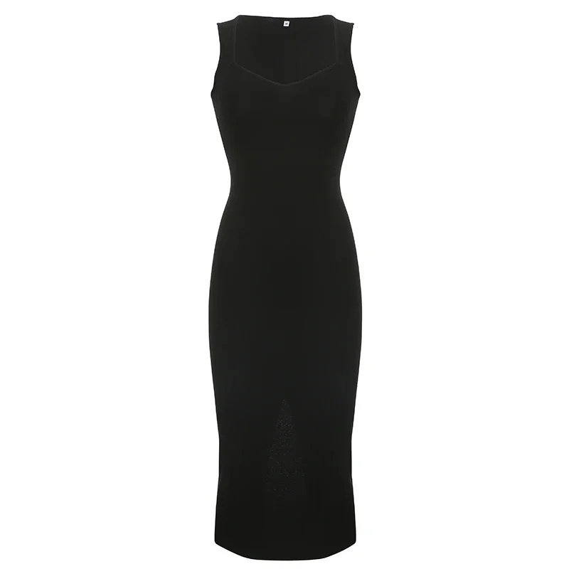 Myufon Knit Long Dress: Square Collar Sleeveless Y2K Vintage Casual 10 kf Sf2a7edd991954c0eab886b84107806dcn