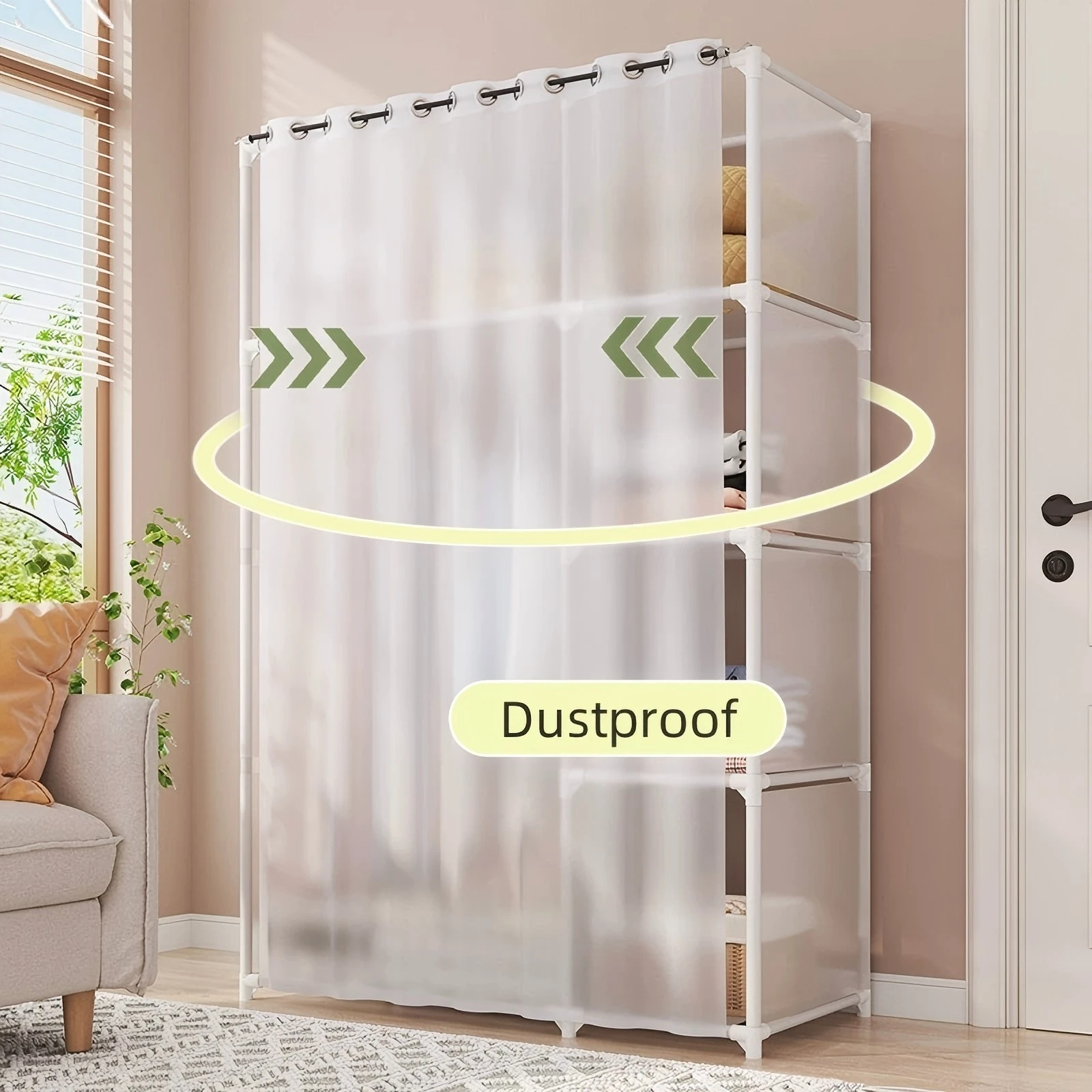 Simple Cloth Wardrobe Rack: Dustproof Closet w/ 3 Foldable Storage Bags 10 kf Sf2bc7cd35d014f58956242f8039b7694J