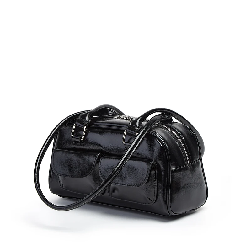Oil Wax Leather Bowling Bag: Multi-Pocket Armpit Commuting Handbag 15 kf Sf68f27505d774a2a92a02e76a4b9fec2w