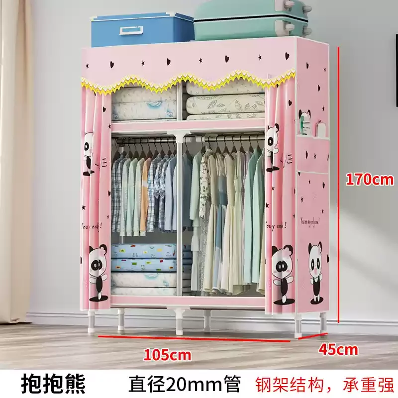 Reinforced Steel Wardrobe: Waterproof Double-Door Fabric Storage Organizer 24 kf Sf6ad8b61490c46b987746edc040187ccM