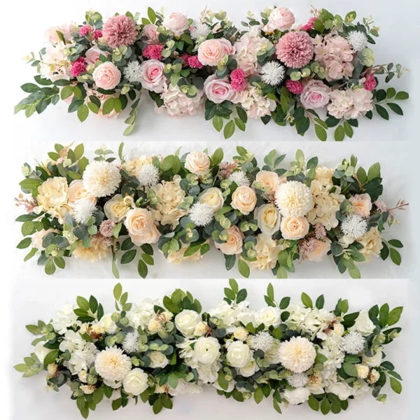 100cm Luxury White Rose Artificial Flower Row Wedding Table Centerpiece Flowers Backdrop Wall Arches Decor Party Stage Floral - Image 3
