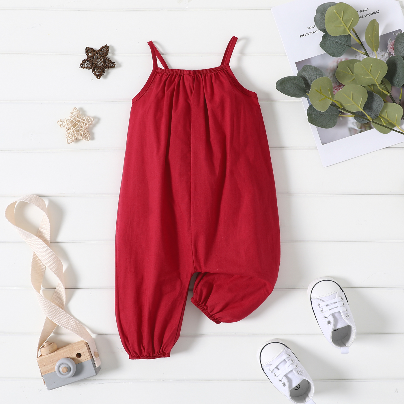 PatPat Baby Girl Overalls: 100% Cotton Loose-Fit Spaghetti Strap Harem Pants 7 kf Sfc4ead8ae4be46ce803b192f0dbe5da41