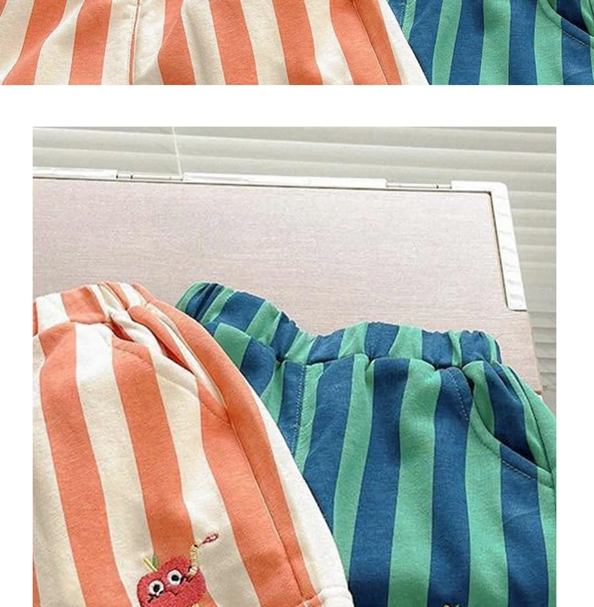 2PCS Korean Style Toddler Shorts: Elastic Band Striped Kids Casual Shorts 17 kf Sfca8d04a435e4aac9596e3192ec83ba2Z