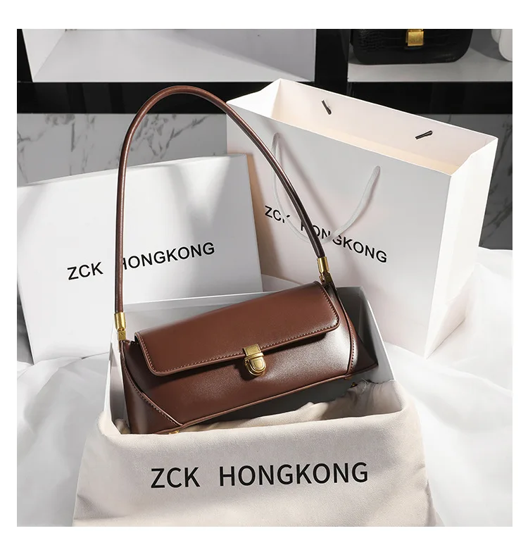 Genuine Leather Armpit Bag: Retro Niche Solid Color Portable Shoulder Bag 26 kf Sfd089c0b7a92424085e6796c5bb09449J