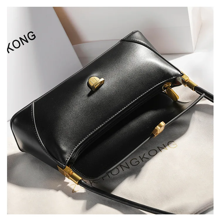 Genuine Leather Armpit Bag: Retro Niche Solid Color Portable Shoulder Bag 21 kf Sff5f3ea6dba64d829538a6f36bd06c75G