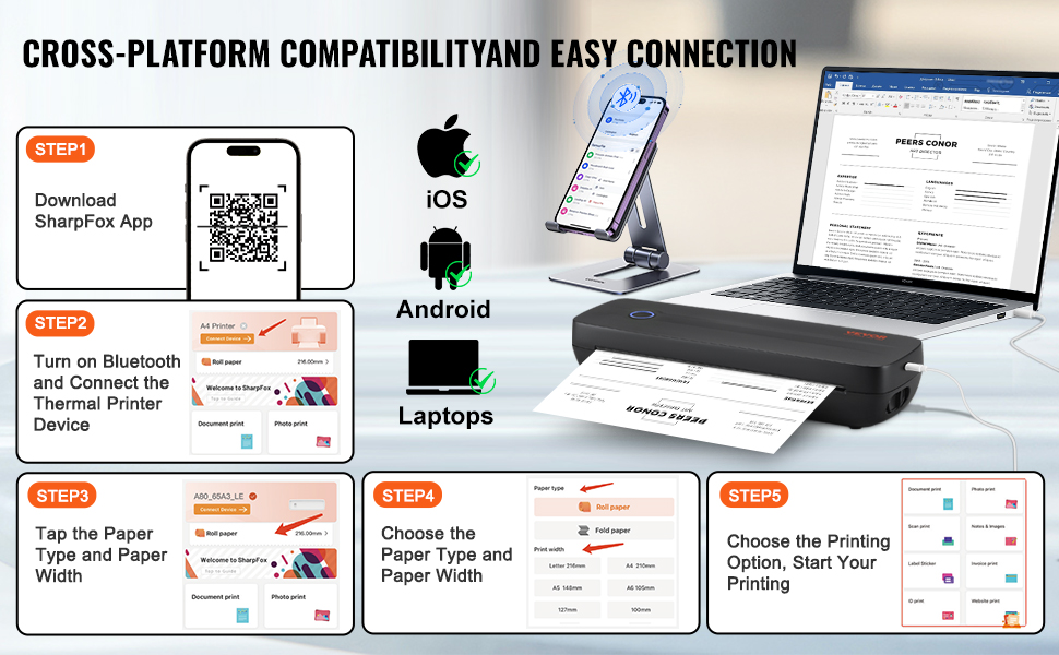 product BXSRMDYJ300D13LS8 portable thermal printer a100 2.5 pt