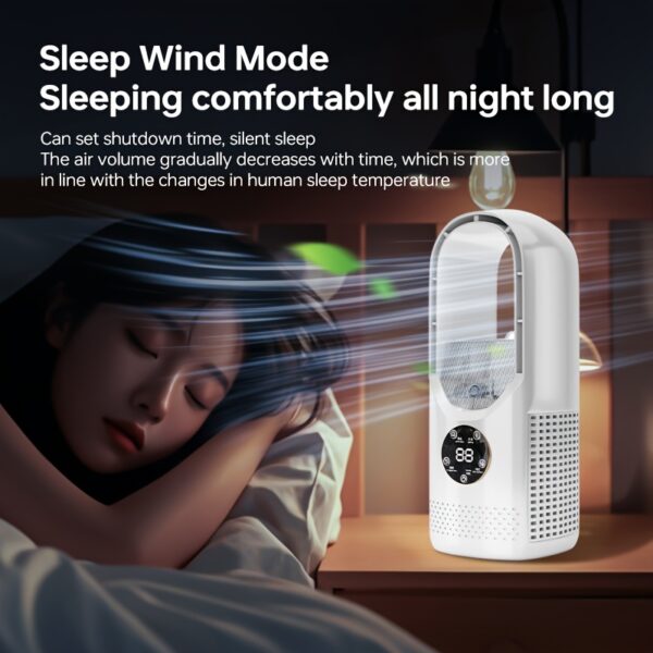 Portable Air Conditioning Fan USB Tower Fan Desktop Bladeless Fan - With Water Mist Cooling, Seven-color LED Ambient Light, Timer And Smart Shutdown - Perfect For Office, Travel, Camping And Home Essentials - Image 10