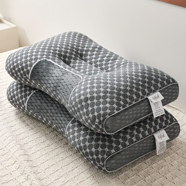 Buy 1 Get 1 Free, 2 Soft Woven Neck Massage Couple Pillows - Adjustable Ergonomic Orthotic Profile Support, High Quality Pillow Core, Detachable Pillowcase For Sleeping Comfort - Image 5