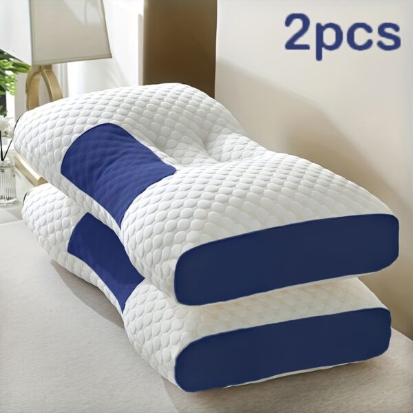 Buy 1 Get 1 Free, 2 Soft Woven Neck Massage Couple Pillows - Adjustable Ergonomic Orthotic Profile Support, High Quality Pillow Core, Detachable Pillowcase For Sleeping Comfort - Image 9