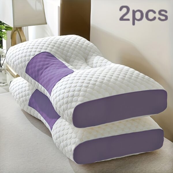 Buy 1 Get 1 Free, 2 Soft Woven Neck Massage Couple Pillows - Adjustable Ergonomic Orthotic Profile Support, High Quality Pillow Core, Detachable Pillowcase For Sleeping Comfort - Image 7