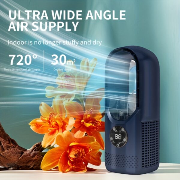 Portable Air Conditioning Fan USB Tower Fan Desktop Bladeless Fan - With Water Mist Cooling, Seven-color LED Ambient Light, Timer And Smart Shutdown - Perfect For Office, Travel, Camping And Home Essentials - Image 5