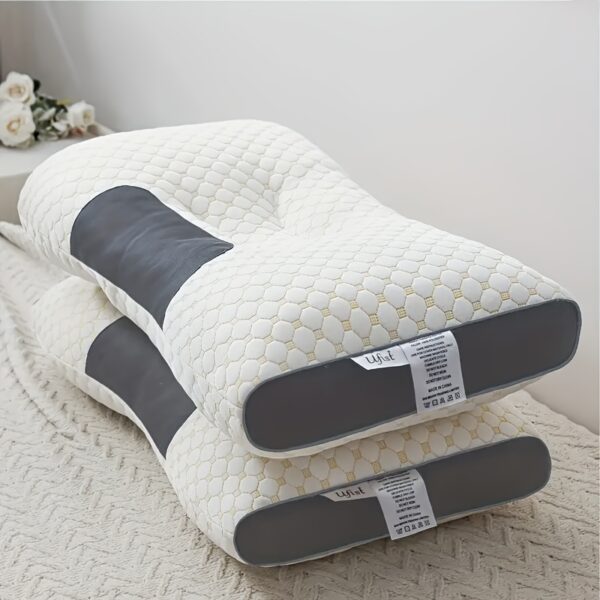Buy 1 Get 1 Free, 2 Soft Woven Neck Massage Couple Pillows - Adjustable Ergonomic Orthotic Profile Support, High Quality Pillow Core, Detachable Pillowcase For Sleeping Comfort - Image 3