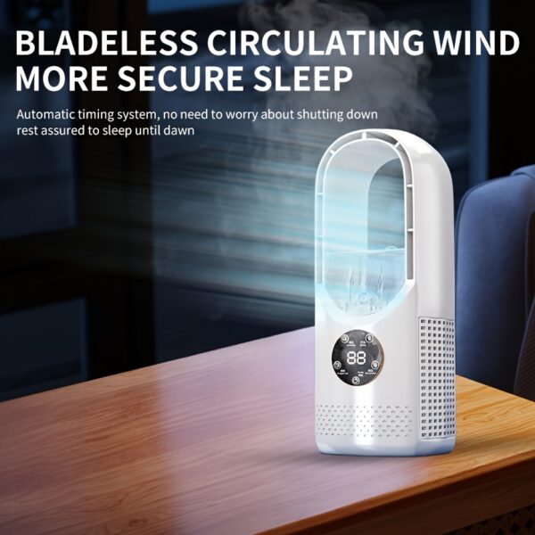 Portable Air Conditioning Fan USB Tower Fan Desktop Bladeless Fan - With Water Mist Cooling, Seven-color LED Ambient Light, Timer And Smart Shutdown - Perfect For Office, Travel, Camping And Home Essentials - Image 6