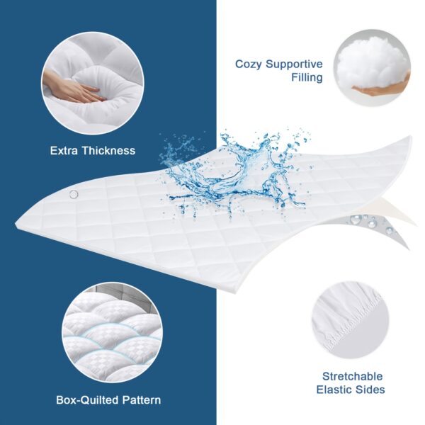 Mattress Topper, Extra Thick Mattress Pad Pillow Top Mattress Cover Quilted Fitted Mattress Protector Top Stretches Up 8-21" Deep Pocket Cooling with 1500GSM - Image 4