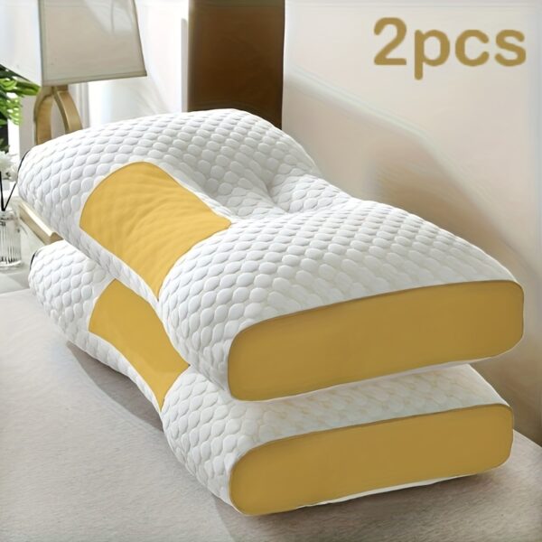 Buy 1 Get 1 Free, 2 Soft Woven Neck Massage Couple Pillows - Adjustable Ergonomic Orthotic Profile Support, High Quality Pillow Core, Detachable Pillowcase For Sleeping Comfort - Image 10